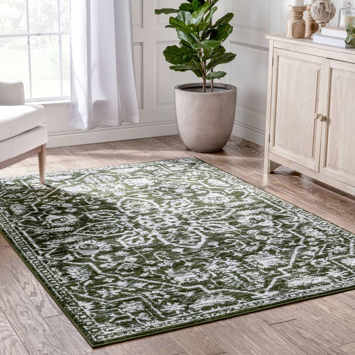 Well Woven - Venta al por mayor Alfombra pequeña - Alfombra suave Disa Vintage Medallion Green de Chill Rugs7