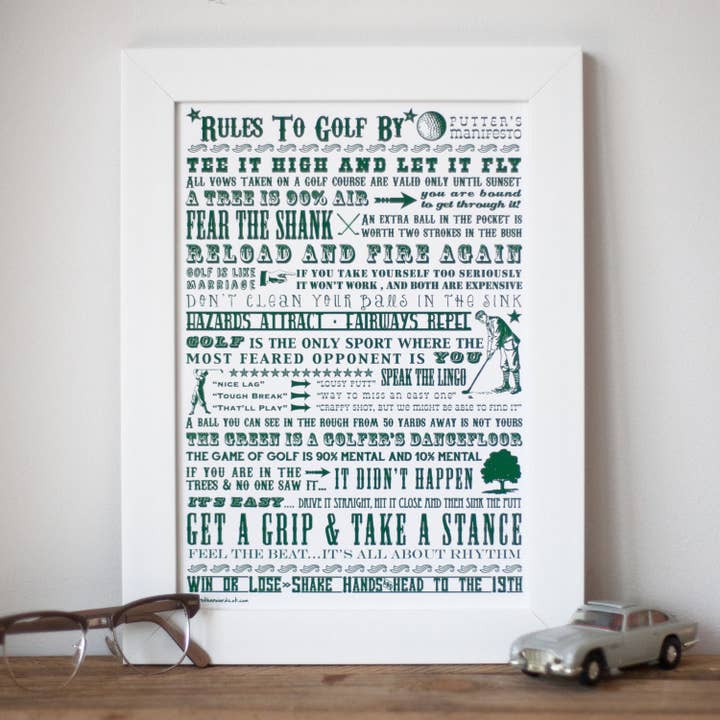 'Rules To Golf By' Giclée Print for wholesale by More Than Words