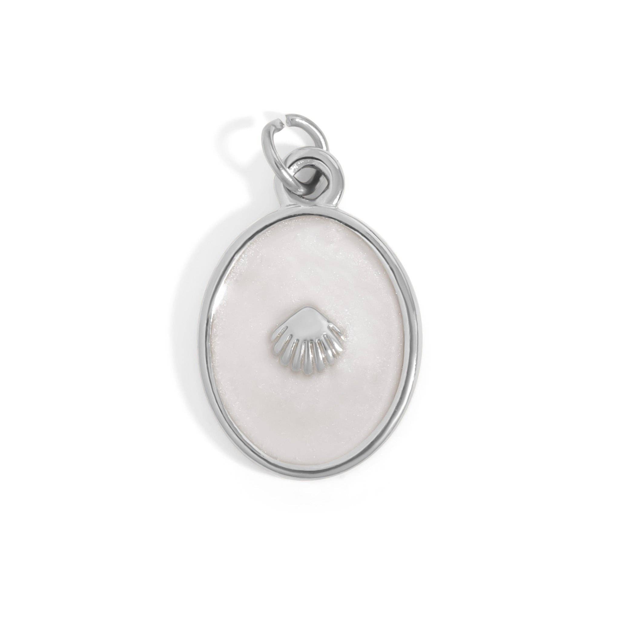 WJW - Wholesale Individual Charm/Pendant - 18K Gold PVD Stainless Steel White Enamel Charm with Shell0