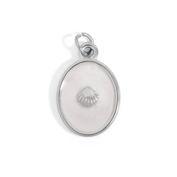 WJW - Wholesale Individual Charm/Pendant - 18K Gold PVD Stainless Steel White Enamel Charm with Shell