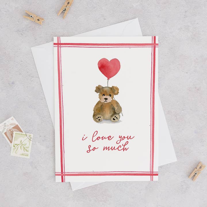 Valentijnsdag Bear Card | Leuke Valentijnsdagkaart voor wholesale door The Lighthouse Sketchbook