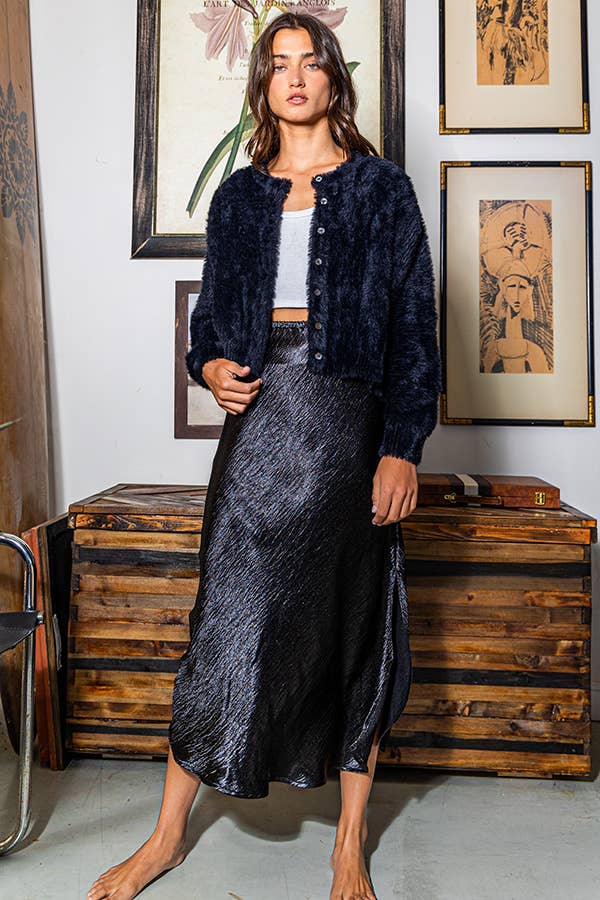 BUCKETLIST INC - Wholesale Skirt - Women's - S5073 -Solid Satin Midi Skirt35