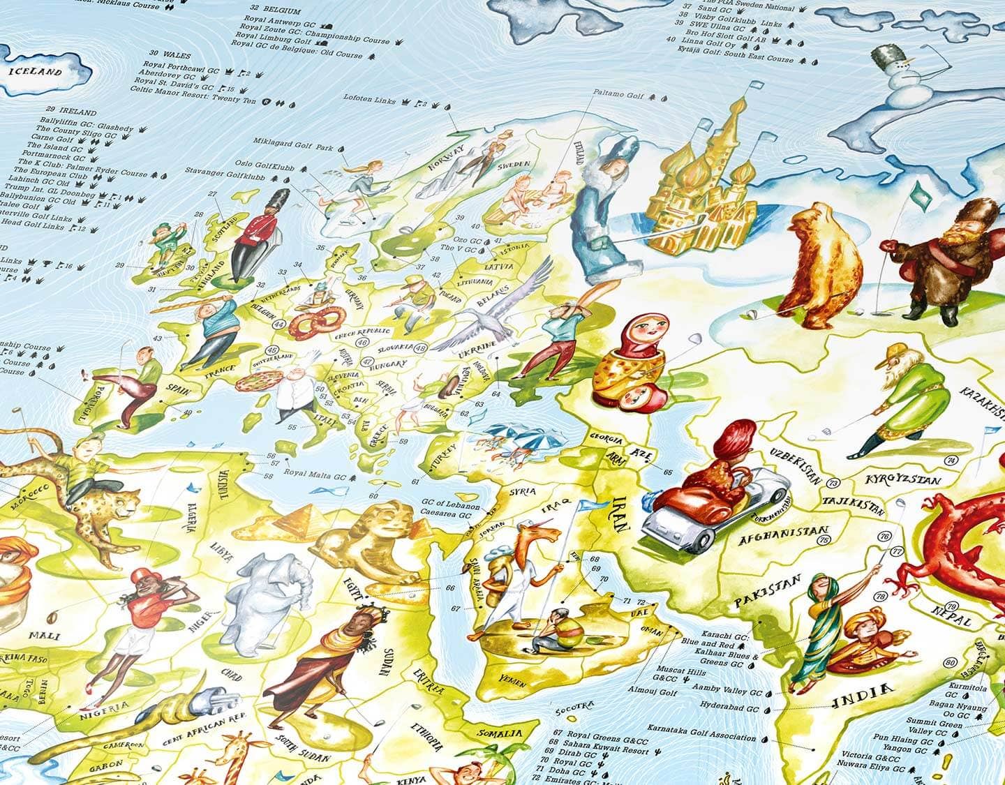 Awesome Maps – wholesale Karta – Golfkarta | Världskarta med 400 golfbanor6