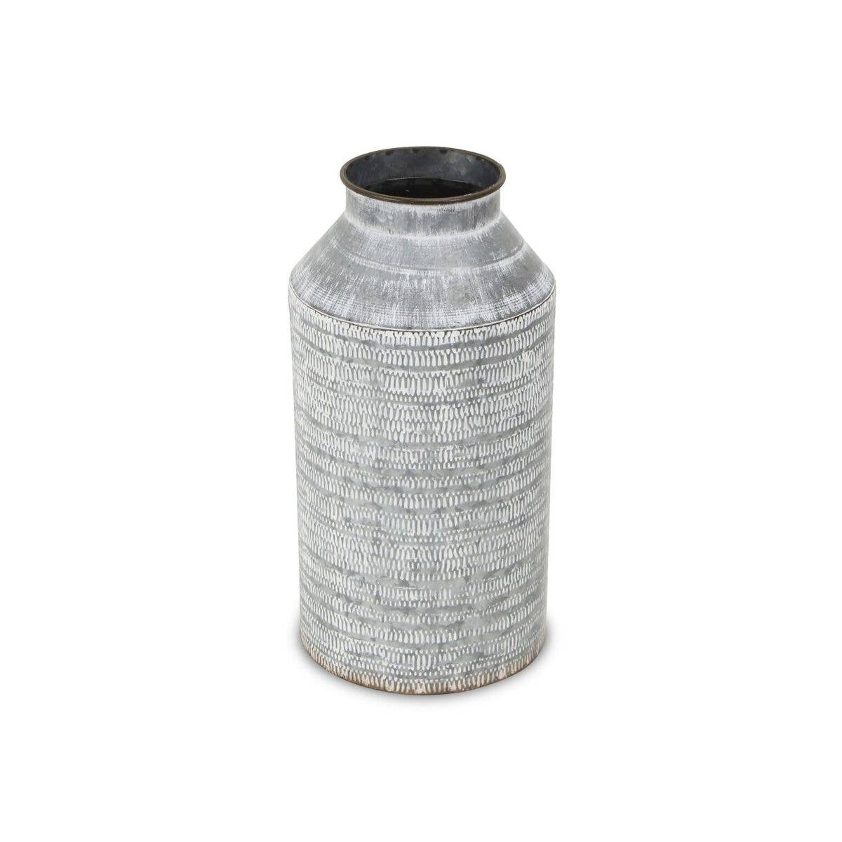 Cheungs Home Decor - Wholesale Decoratieve pot - Aziatisch witgewassen kruikdecor met gegalvaniseerd patroon1