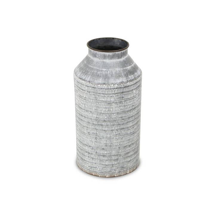 Cheungs Home Decor - Wholesale Decoratieve pot - Aziatisch witgewassen kruikdecor met gegalvaniseerd patroon1