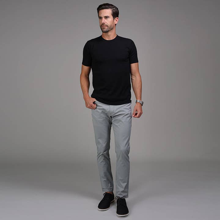 Lucca Luxury Touch Cotton and Silk T-Shirt Black for wholesale by Collars & Co.