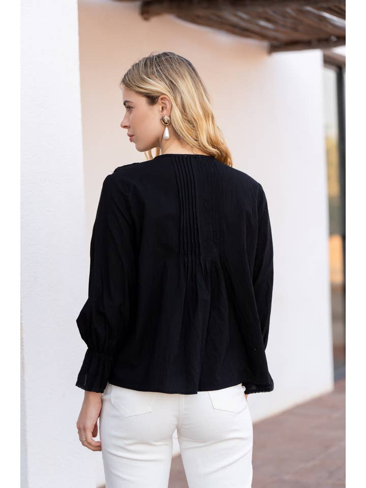 CHOKLATE PARIS – Engroshandel Bluse - Dame – Bluse Billy i bomuld med flæsekrave - 81047