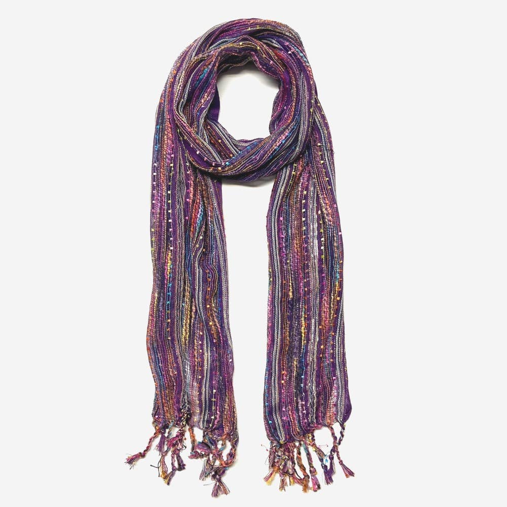 Humble Hilo – wholesale Scarf – Women's – Humble Hilo Multicolored Thread Artisan Scarf94