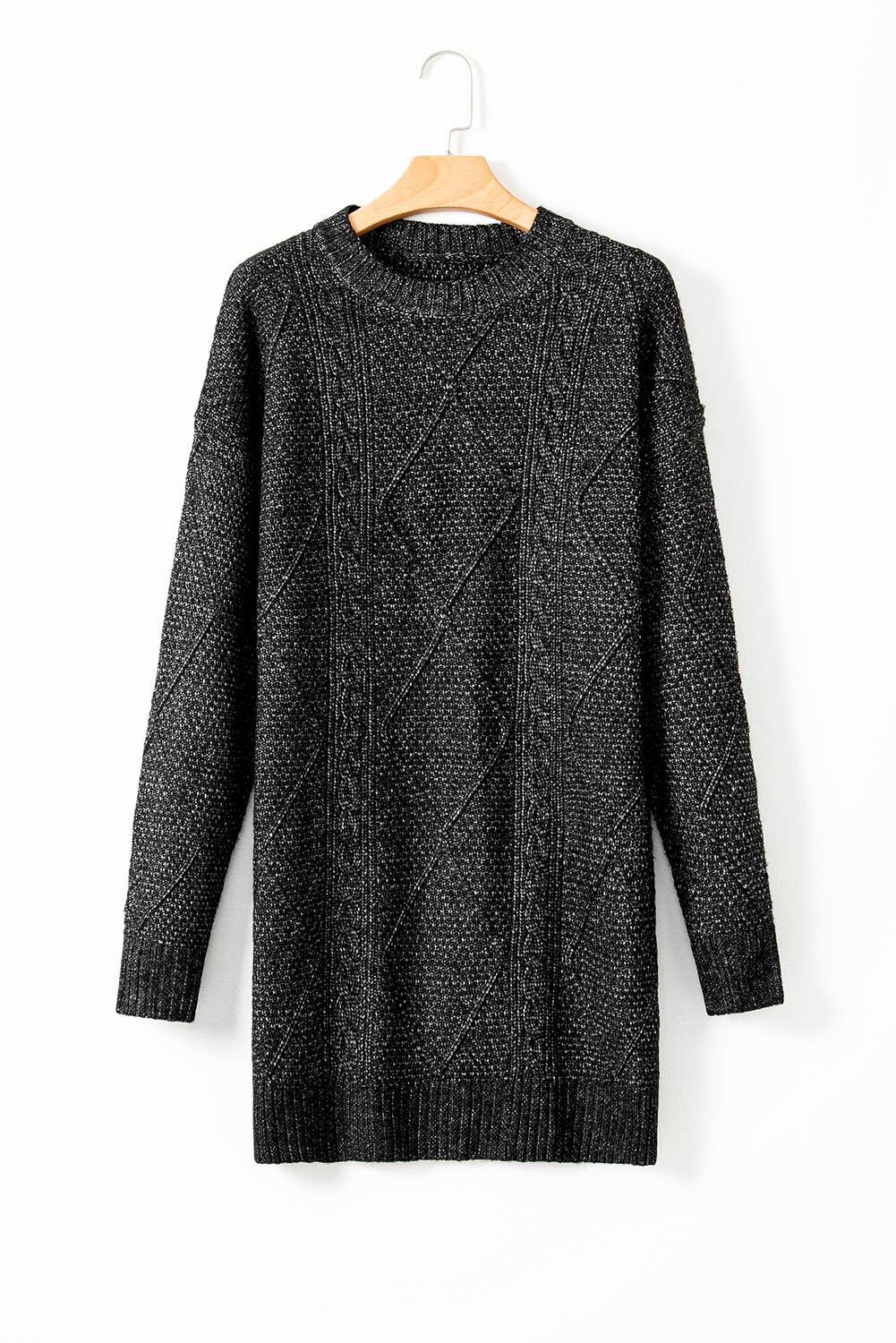 66DISCO - Wholesale Dress - Women's - Cable Knit Long Sleeve Drop Shoulder Sweater Dress (S-3XL)18