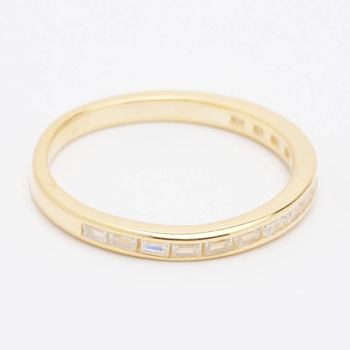 Phoebe Baguette CZ Gemstone Gold Band Ring for wholesale by Quill Fine Jewelry & Lifestyle