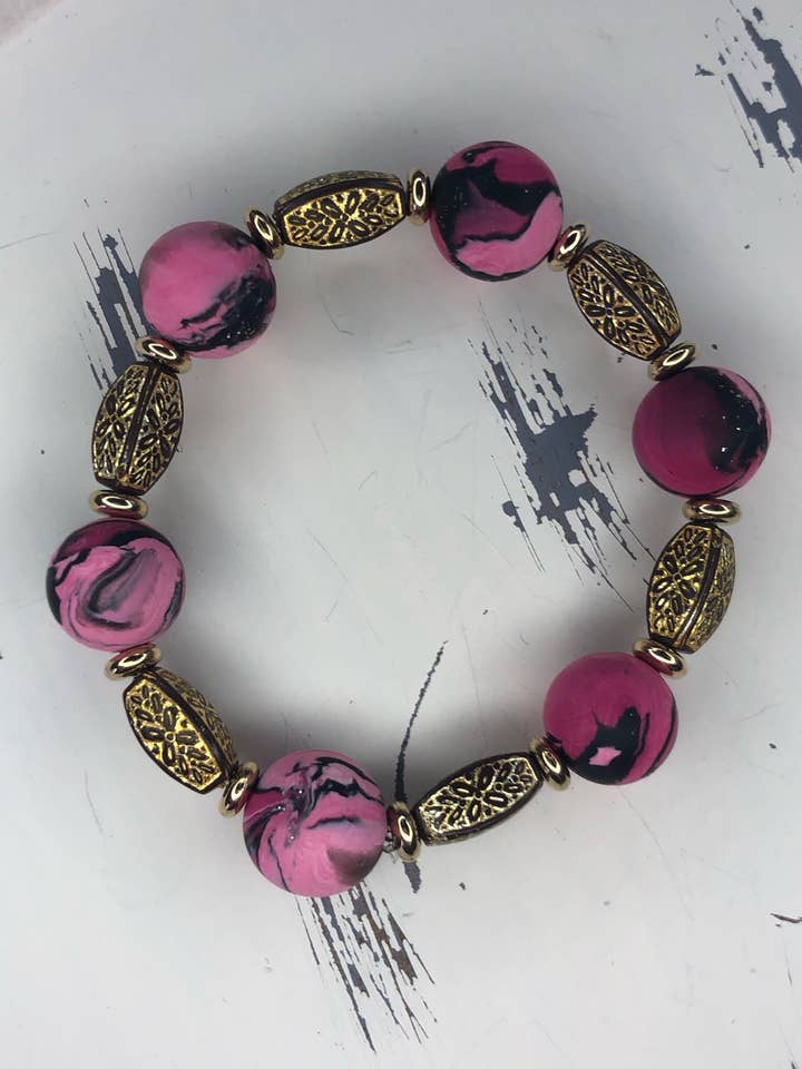 Pulseira Mármores Rosa por atacado de Buzzy bee clay