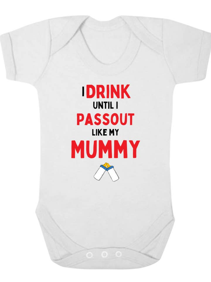 Second Ave Cute Funny Baby Grow Vest Drinking Mummy for wholesale by Second Ave Gift Company