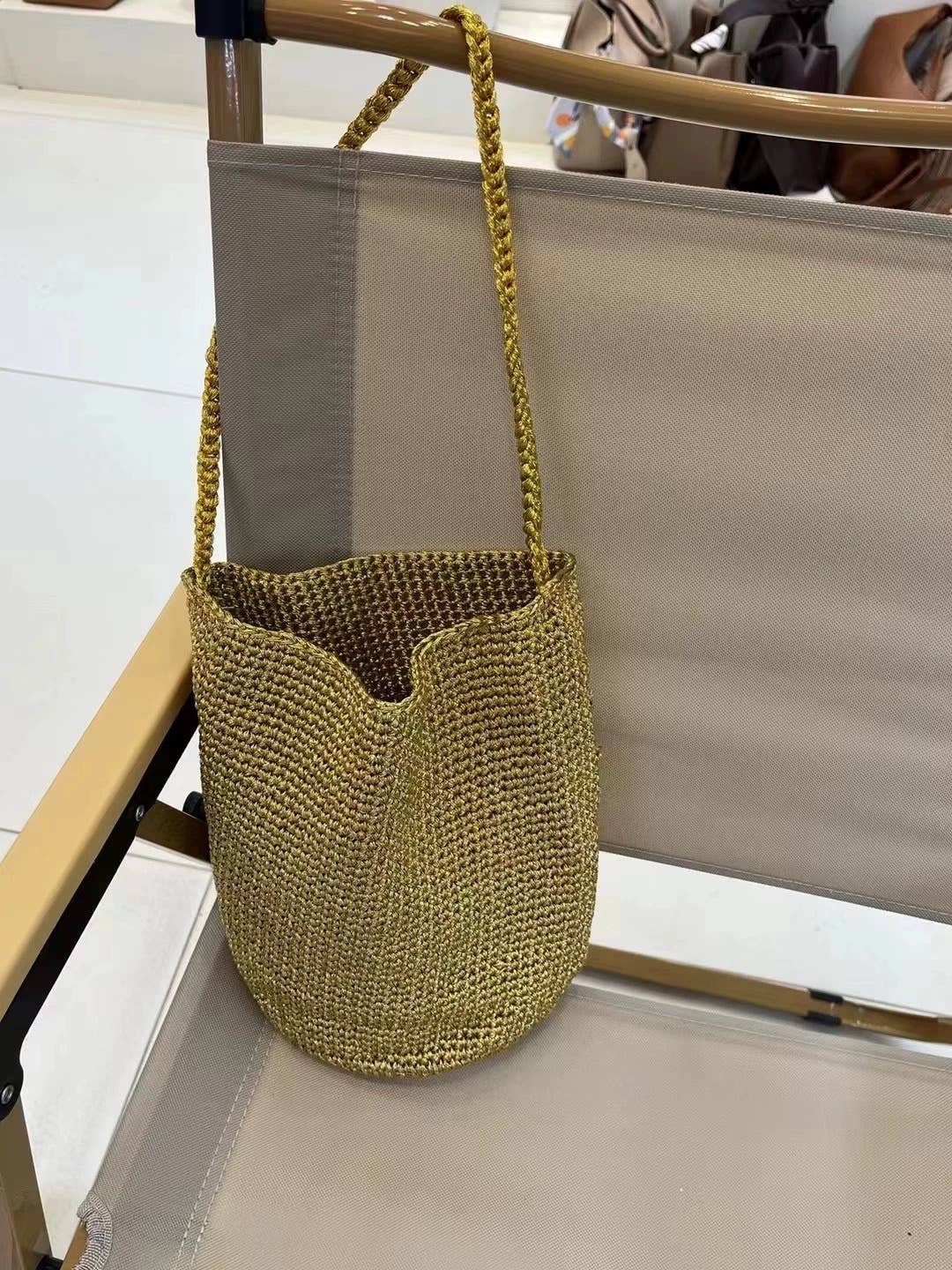 Sook Stainable - Wholesale Tote Bag - Women's - Knitting Braid Handle Basket Shape Bag0