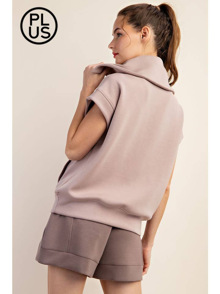 Rae Mode - Wholesale Athletic Top - Women's - PLUS SIZE MODAL SCUBA SHORT SLEEVE QUARTER ZIP TOP12