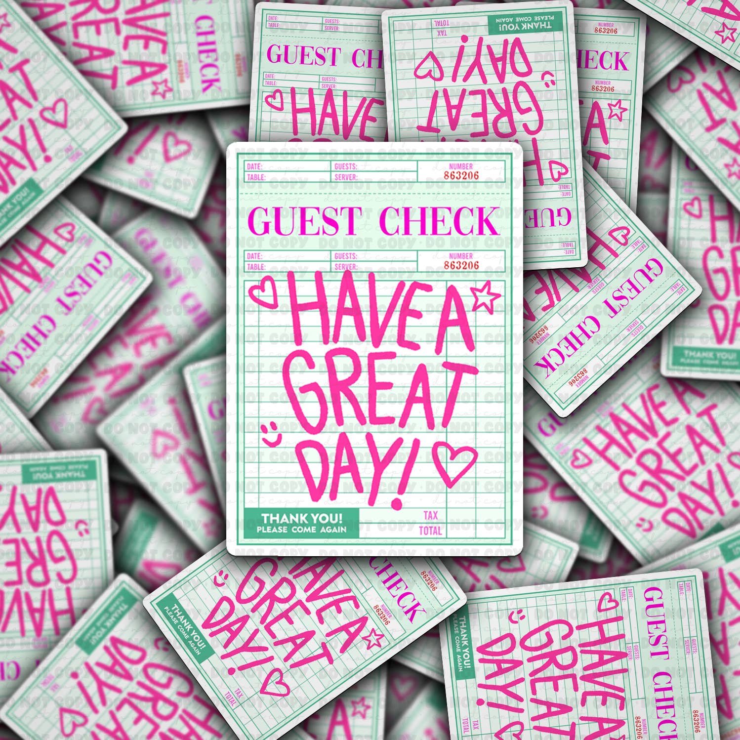 It's Transfer Time - Wholesale Sticker - DC 2034 - Guest check have a great day Die Cut Sticker