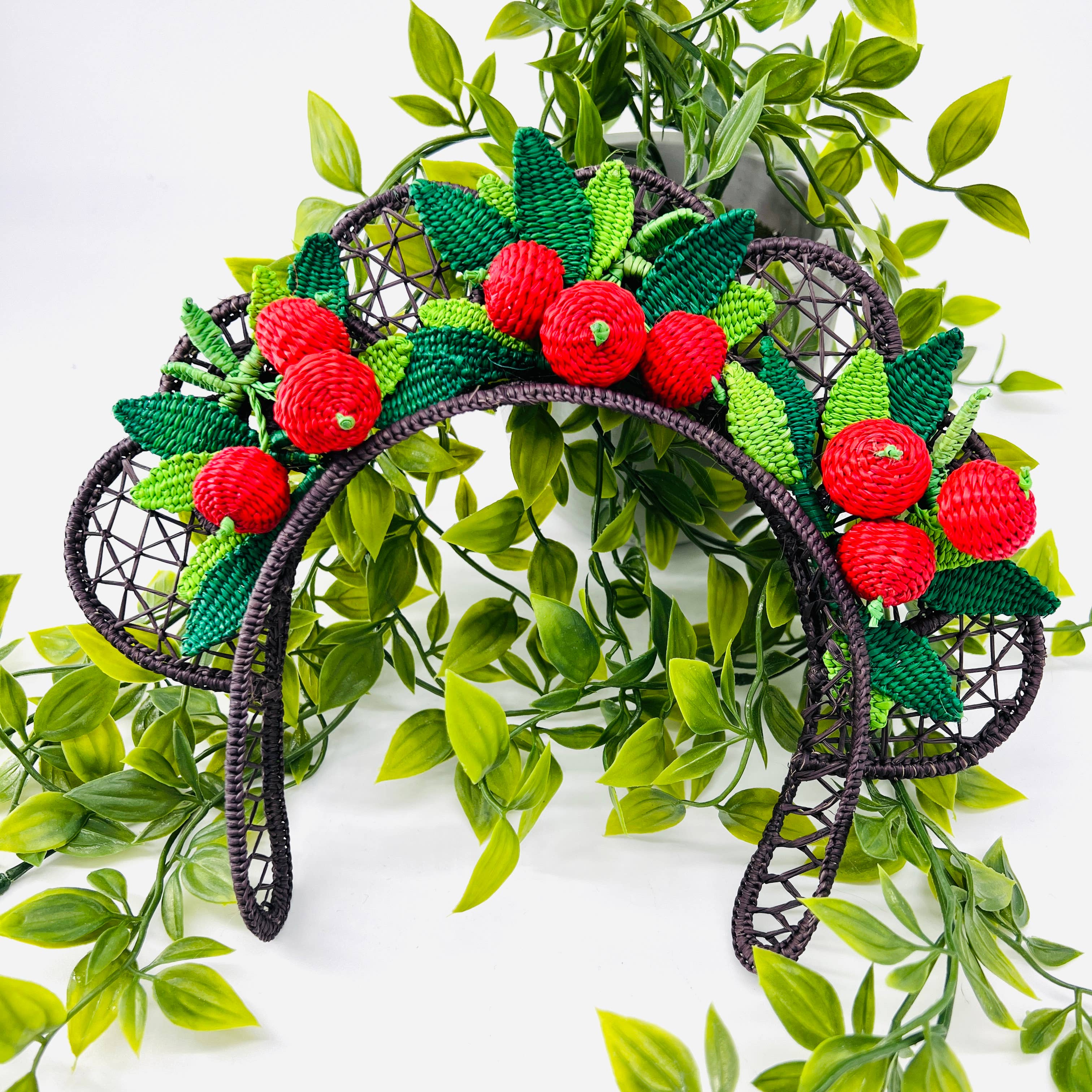 Belart Fair Trade - Wholesale Fashion Headband - Women's - IRACA-Hand-Woven-Flower-Fruit Statement Headpieces2