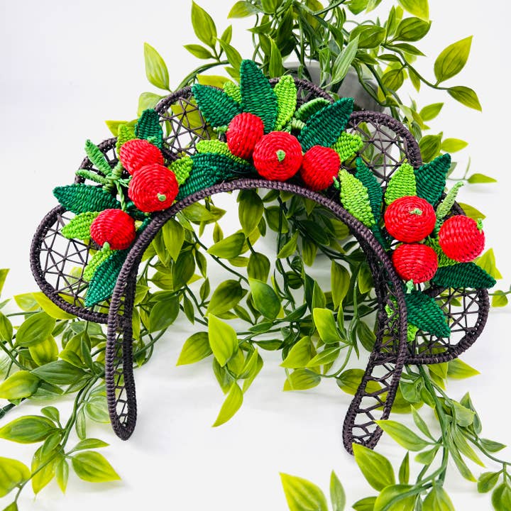Belart Fair Trade - Wholesale Fashion Headband - Women's - IRACA-Hand-Woven-Flower-Fruit Statement Headpieces2
