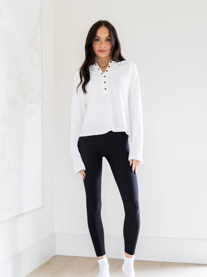 Tommy Långärmad Waffle Henley T-shirt i vitt för wholesale av PRIV Collections