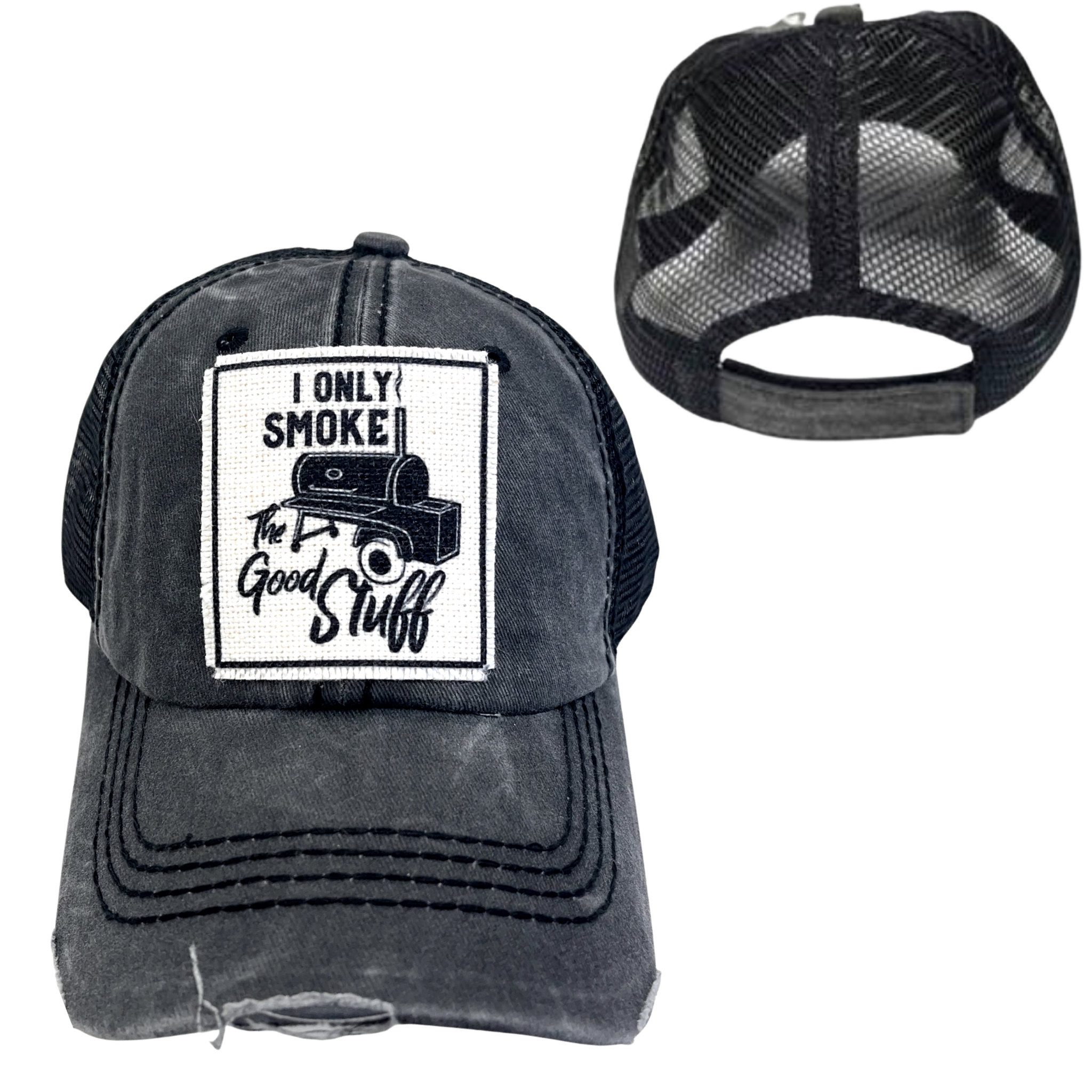 dkhandmade - Wholesale Baseball Cap - Unisex - I ONLY SMOKE THE GOOD STUFF CAP | UNISEX HAT | DISTRESSED3