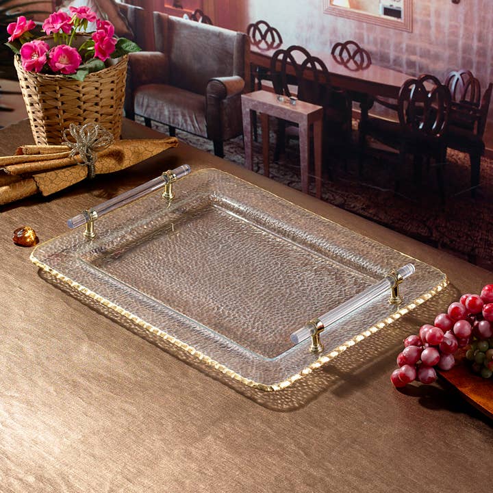 16.14" Glass Tray #RJ3587B-023G (Case Pack 4) for wholesale by Gifts Plus
