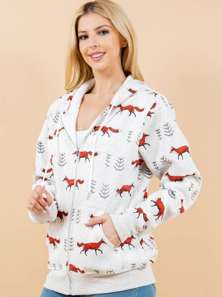 LA Soul - Vente Sweat à capuche – femme - Sweat à capuche à fermeture éclair Red Fox0