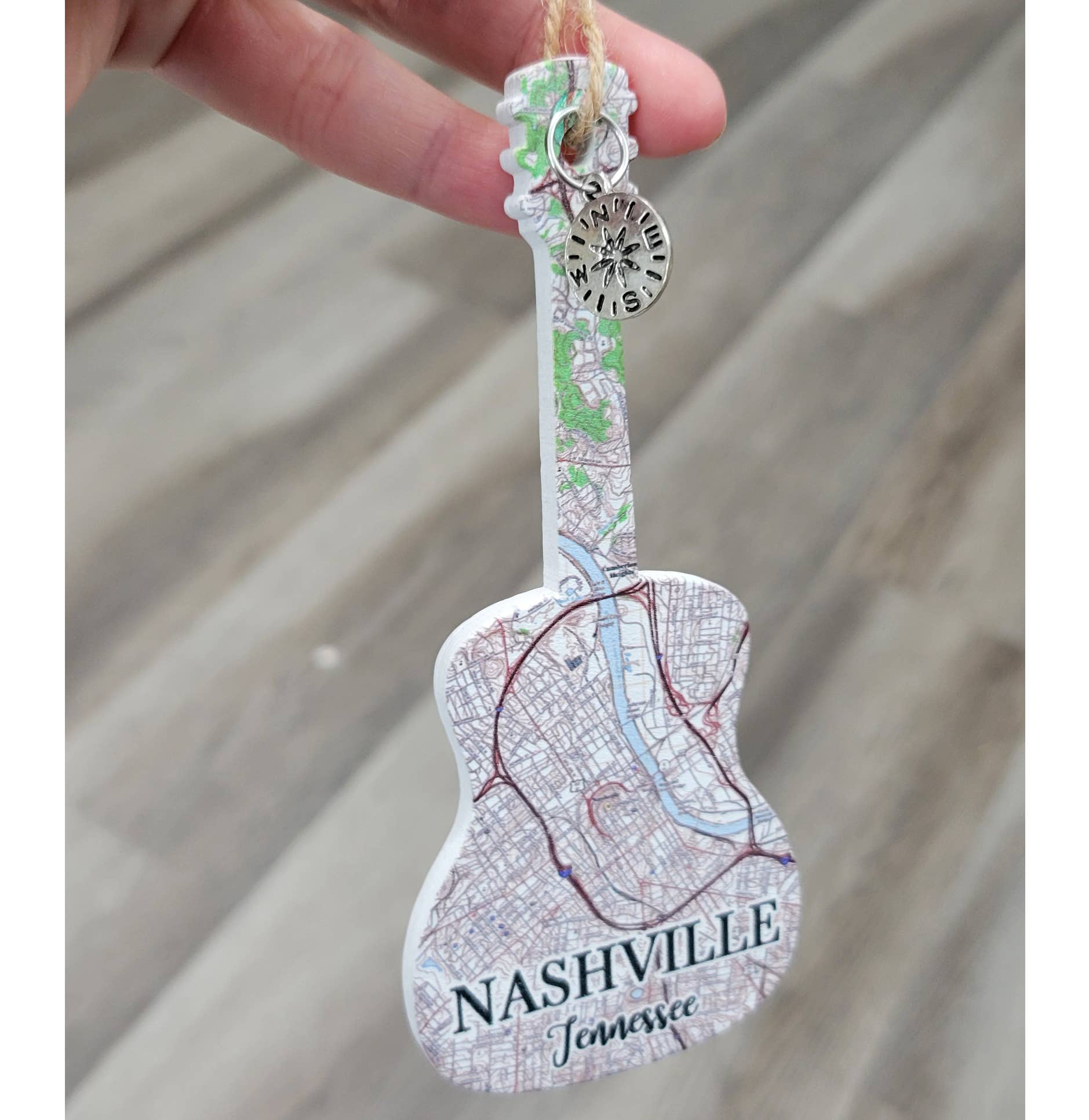 Map Mom - Wholesale Ornament - Guitar Shaped Wood Ornament with Map -Custom Location!1