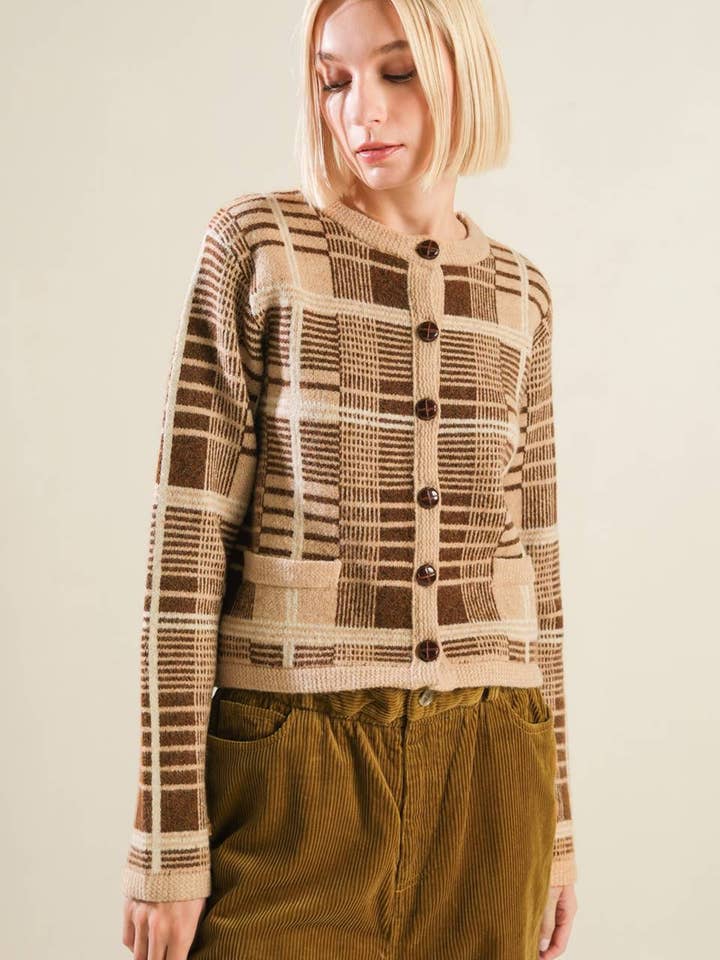 A sweater knit cardigan - FSW1157 for wholesale by FLYING TOMATO