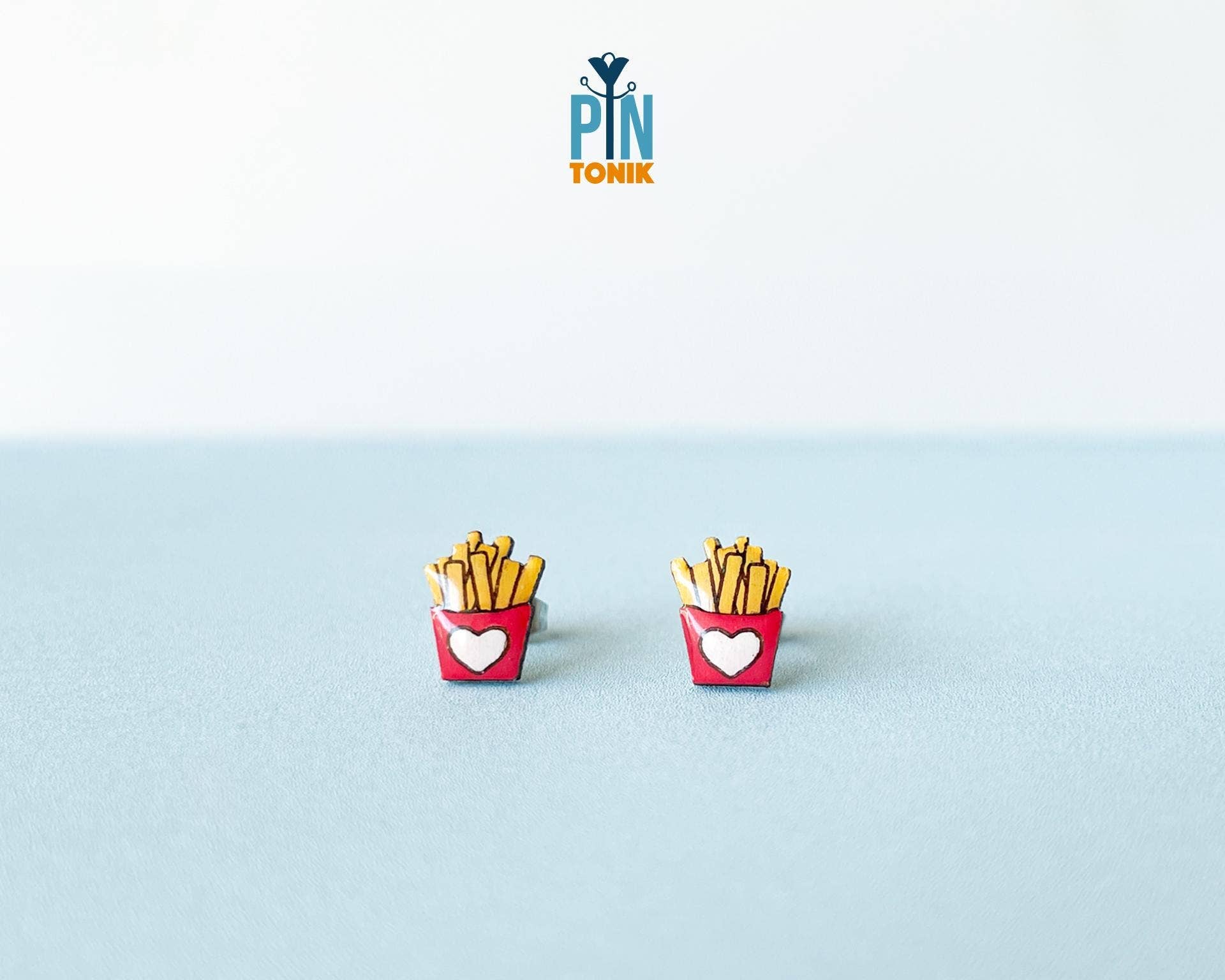 PinTonik - Wholesale Stud/Post Earrings - French Fries Earrings - Foodie Gift - Snack Jewelry0