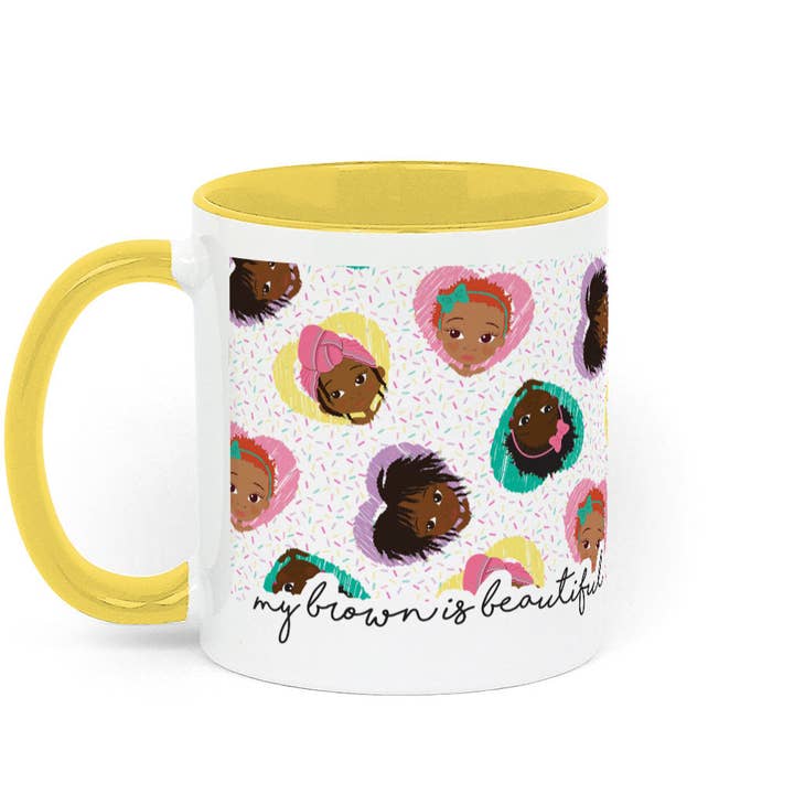 SPRINKLES GIRLS CERAMIC MUG YELLOW | Fefus Designs for wholesale by Fefus Designs