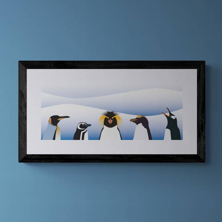 The Penguins of the Falkland Islands Print for wholesale by Gillian Jones Designs