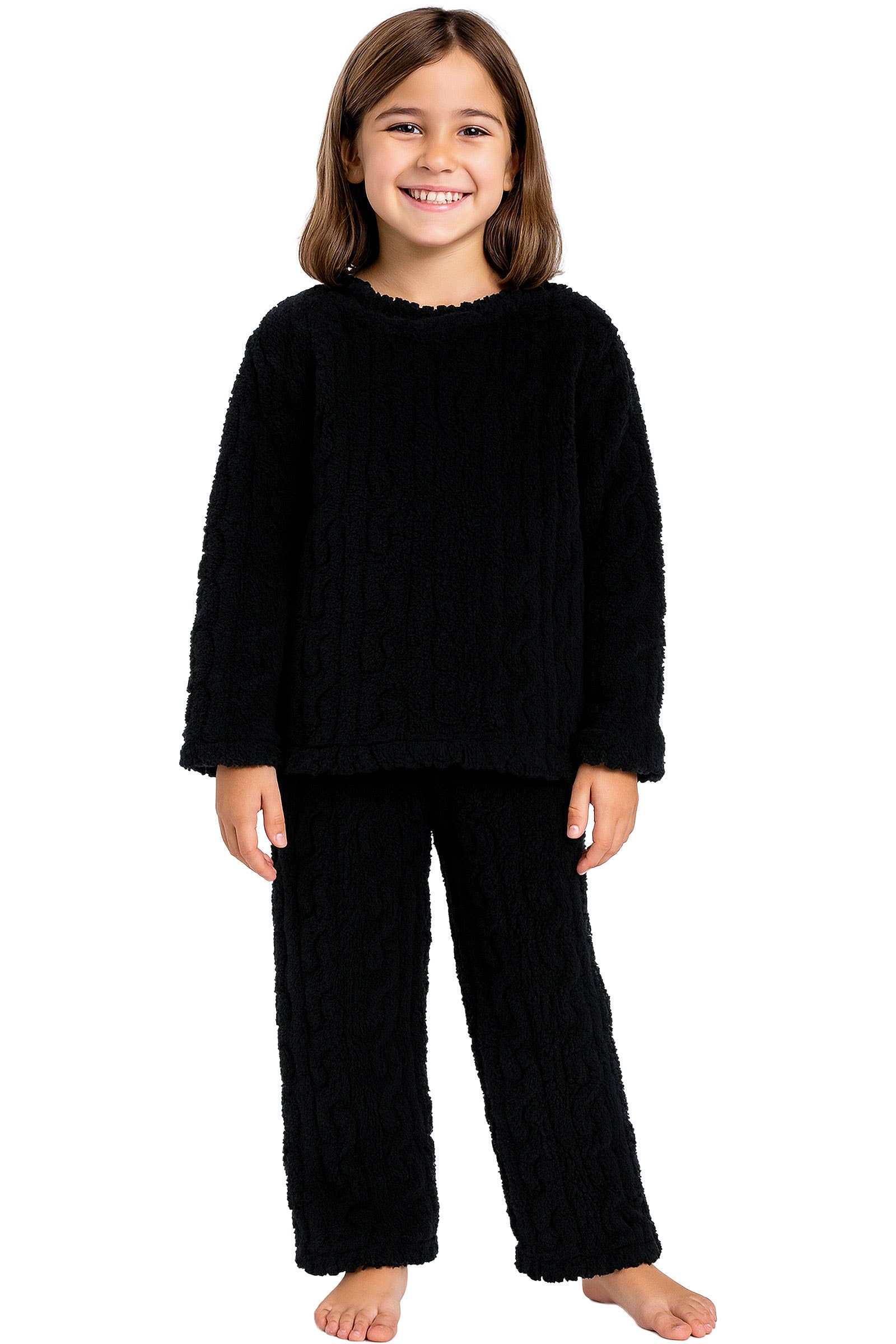 Cap Zone – wholesale Sleepwear set – Kids – Kids Cable Fuzzy Sherpa Fleece Pajama Sets0