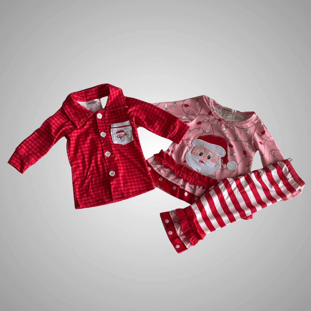 Cowpuncher Babe - Wholesale Top & Pant Set - Kids - SANTA SPARKLE RUFFLE SET2