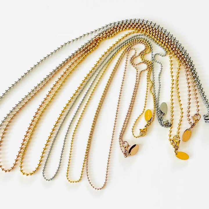 Mein Mantra – wholesale Kedjehalsband – Rostfritt stål kulkedja, olika färger, tjocklekar, längder