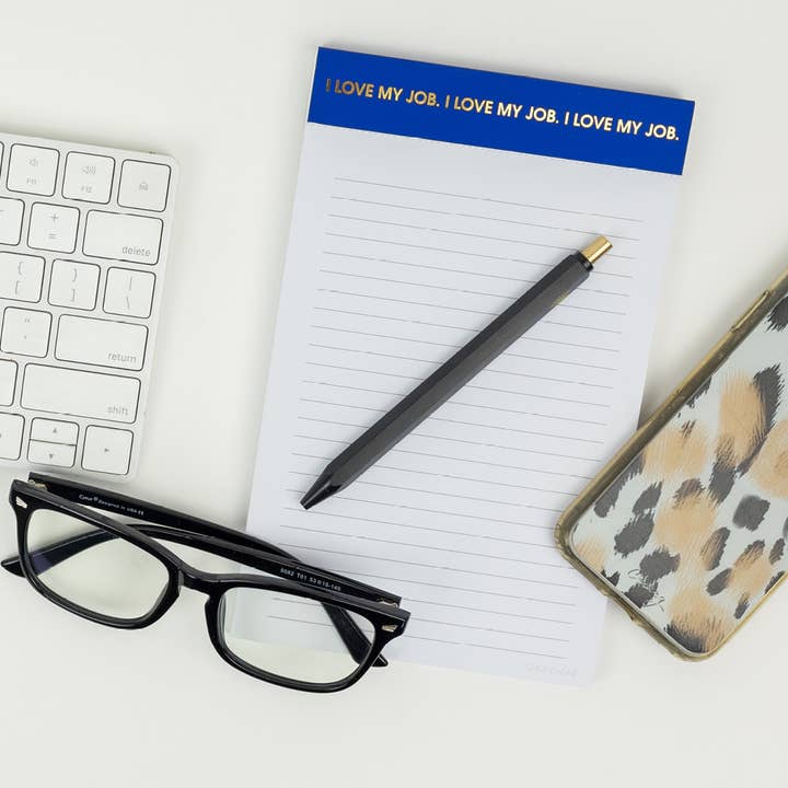 Chez Gagné - Wholesale Notepad - I Love My Job - Lined Notepad - Perforated Sheets - Navy Blue