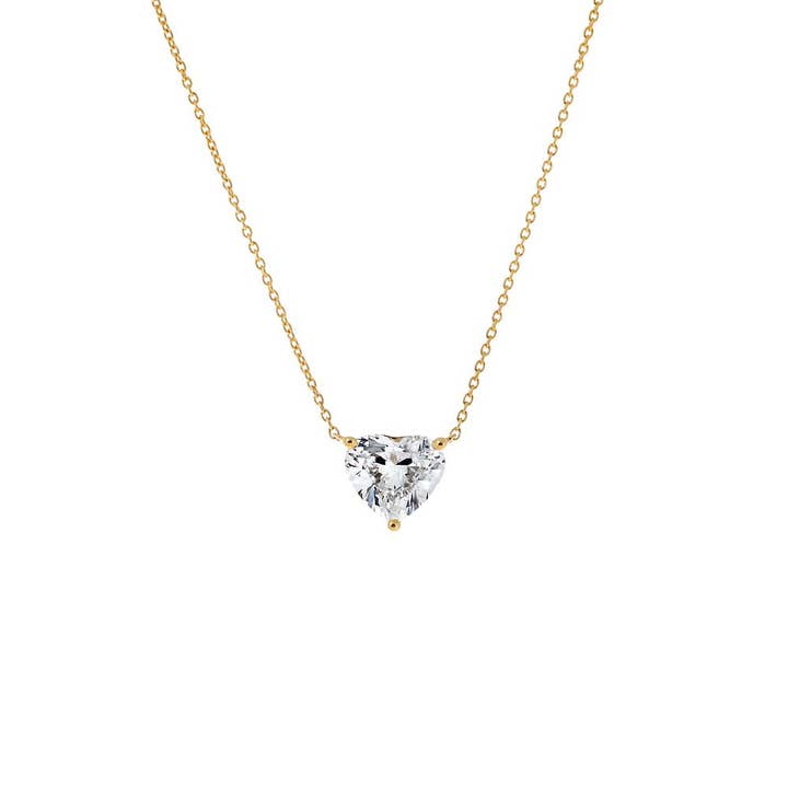 Lab Grown Diamond Heart Solitaire Necklace 14K for wholesale by By Adina Eden
