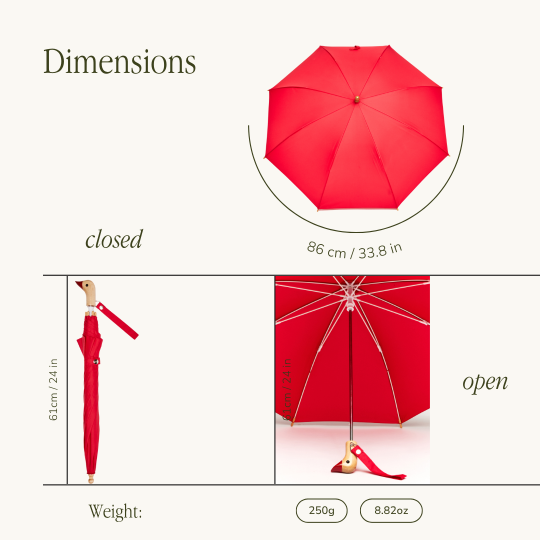 Original Duckhead USA - Wholesale Umbrella - Kids - Red Kids Eco-Friendly Duckling Wood Umbrella5
