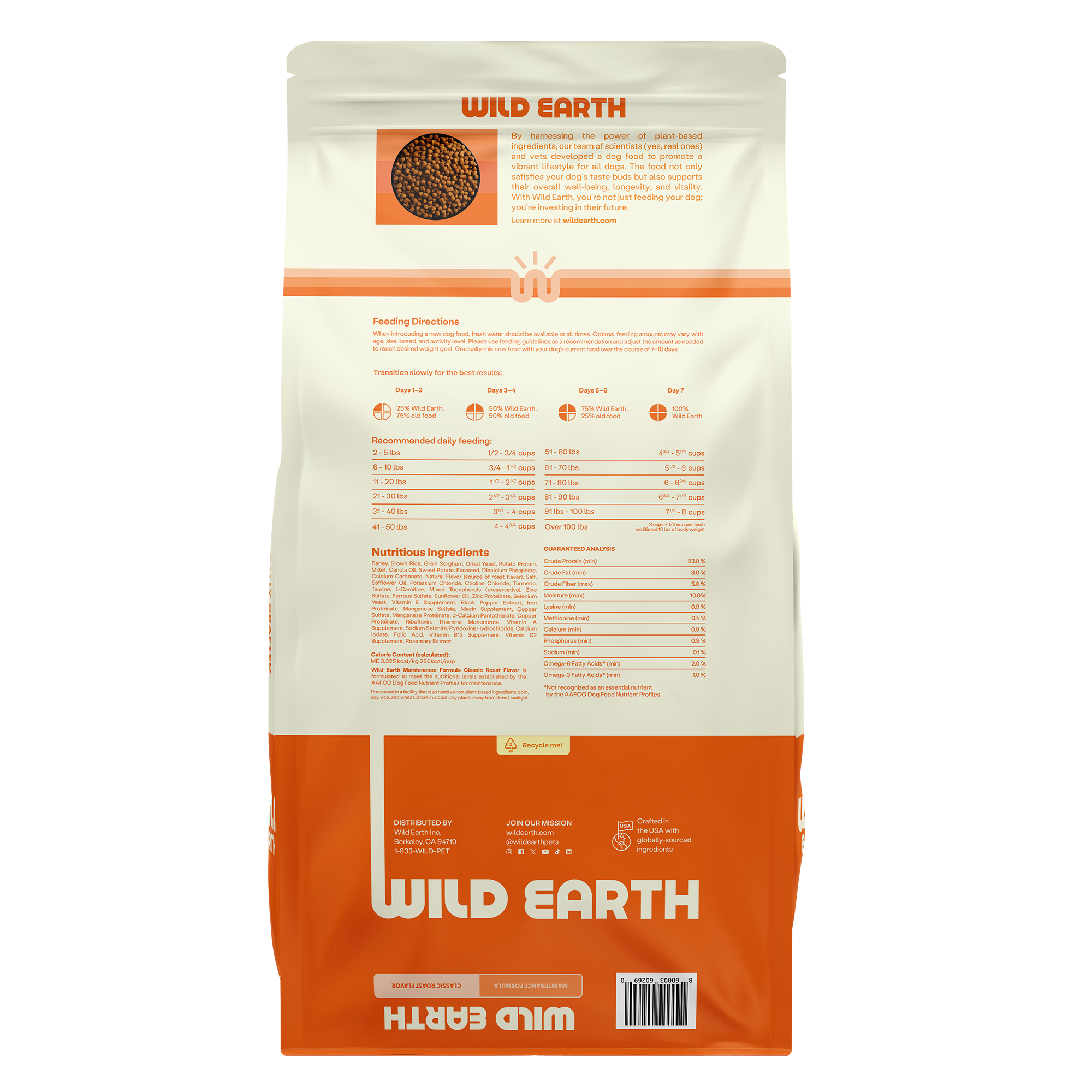 Wild Earth - Wholesale Pet Food - Dog - Maintenance Formula Dog Food, Classic Roast, 28lbs8