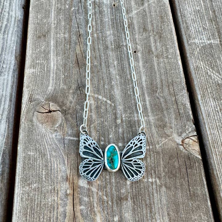 Turquoise Butterfly Necklace for wholesale by Golden Creek Silver