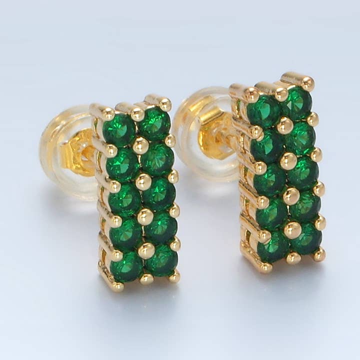 24-karaats goudgevulde groene CZ geplaveide barbandstuds | AD762 voor wholesale door Aim Eternal