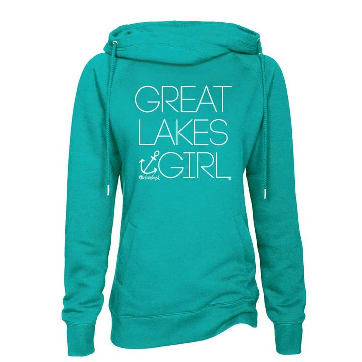 LIVNFRESH - Wholesale Hoodie - Women's - "Great Lakes Girl" Women's Classic Funnel Neck Pullover Hood4