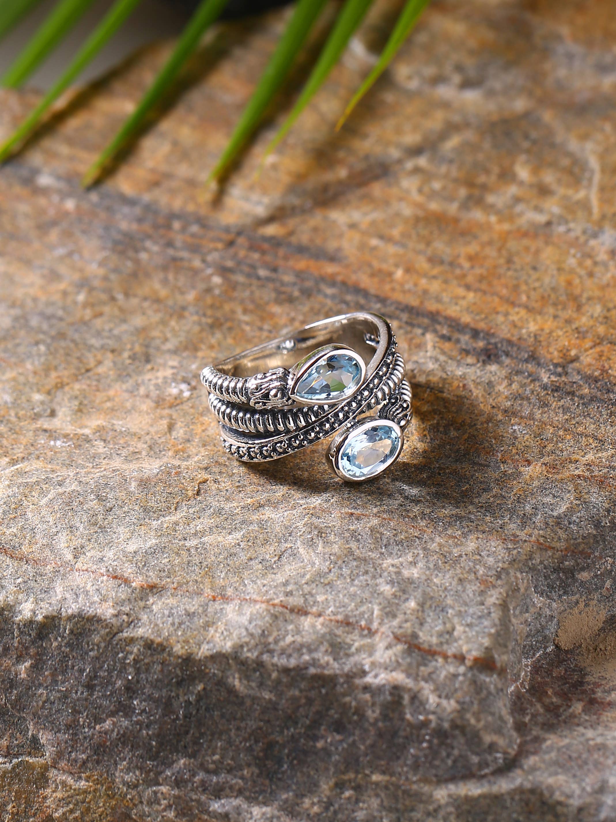 Tiramisu – Engroshandel Solitairering – Sterlingsølv blå topas ædelstens solitaire ring2