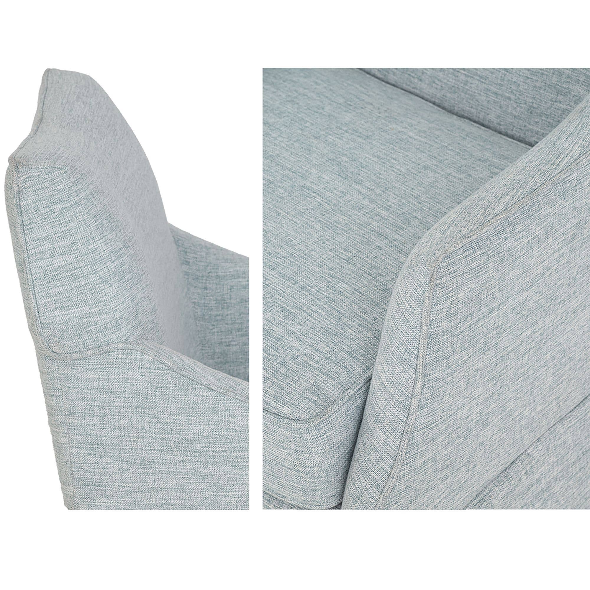 Olliix - Vente Chaises - Fauteuil de salle à manger capitonné avec jupe + roulettes, bleu clair8