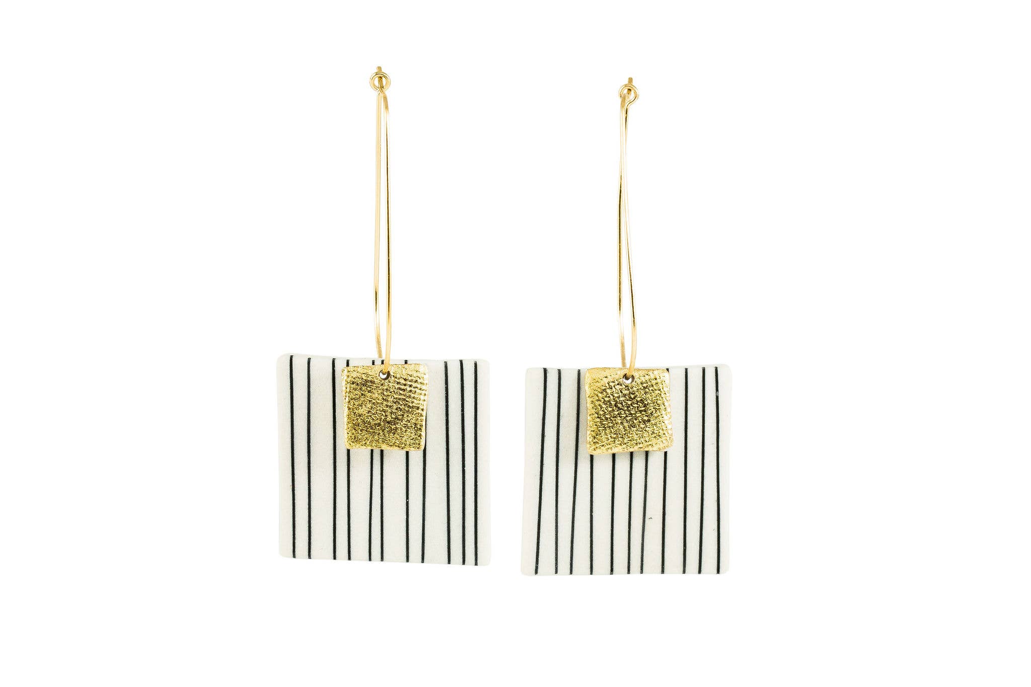 Jenna Vanden Brink Ceramics - Wholesale Dangle Earrings - Pinstripe Square Drops1