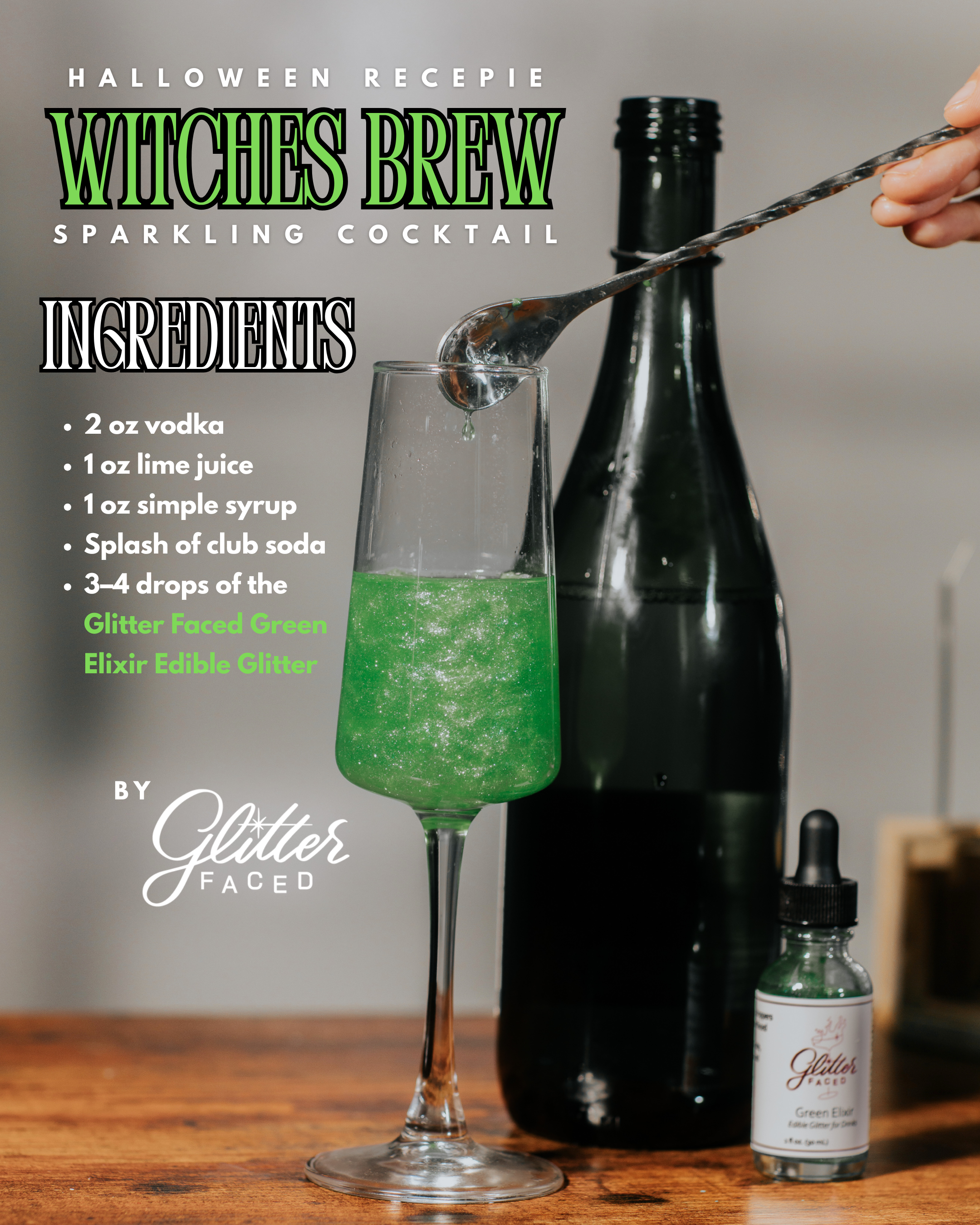 Glitter Faced - Wholesale Cocktail Mix/Syrup - Green - Edible Glitter For Drinks6