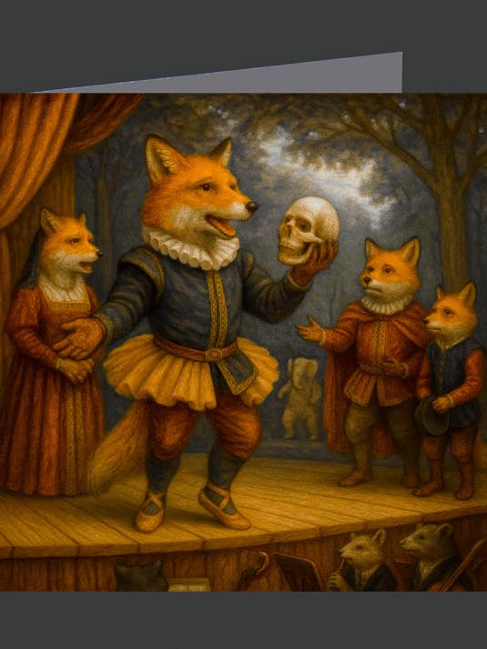 Fox Playing Hamlet 01-1052/ Greeting Card for wholesale by Eliot Siegel & The British Art Gallery