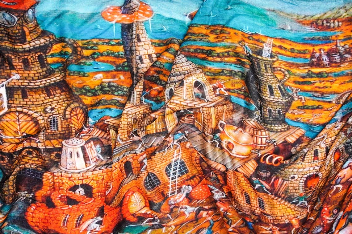 Linen Connections - Wholesale Scarf - Women's - Silk Modal Scarf  luxurious fabric blend - Brown/Blue3