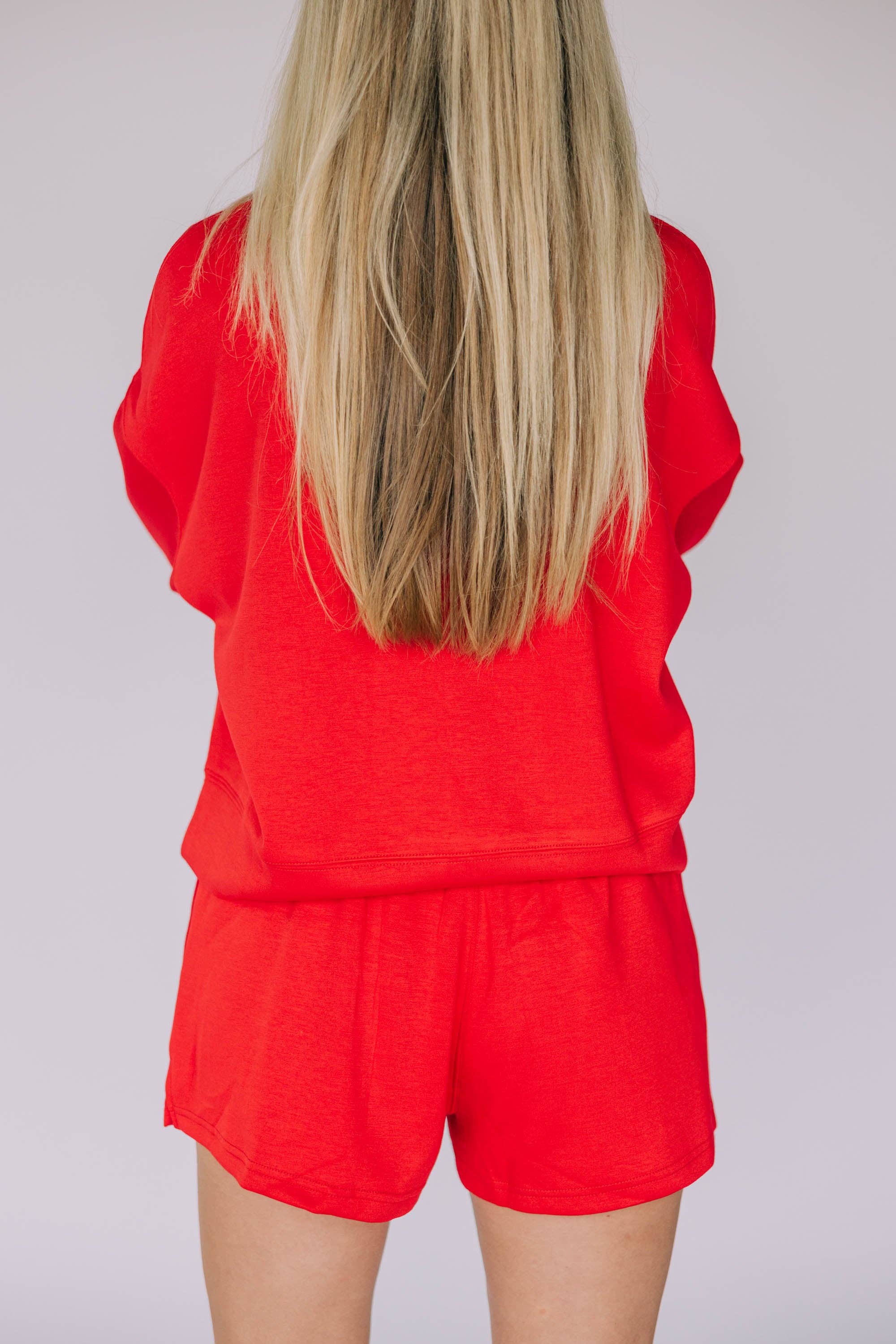 Red The Ava Airy Shorts Red| Hotty Toddy Woven Label for wholesale on Faire2