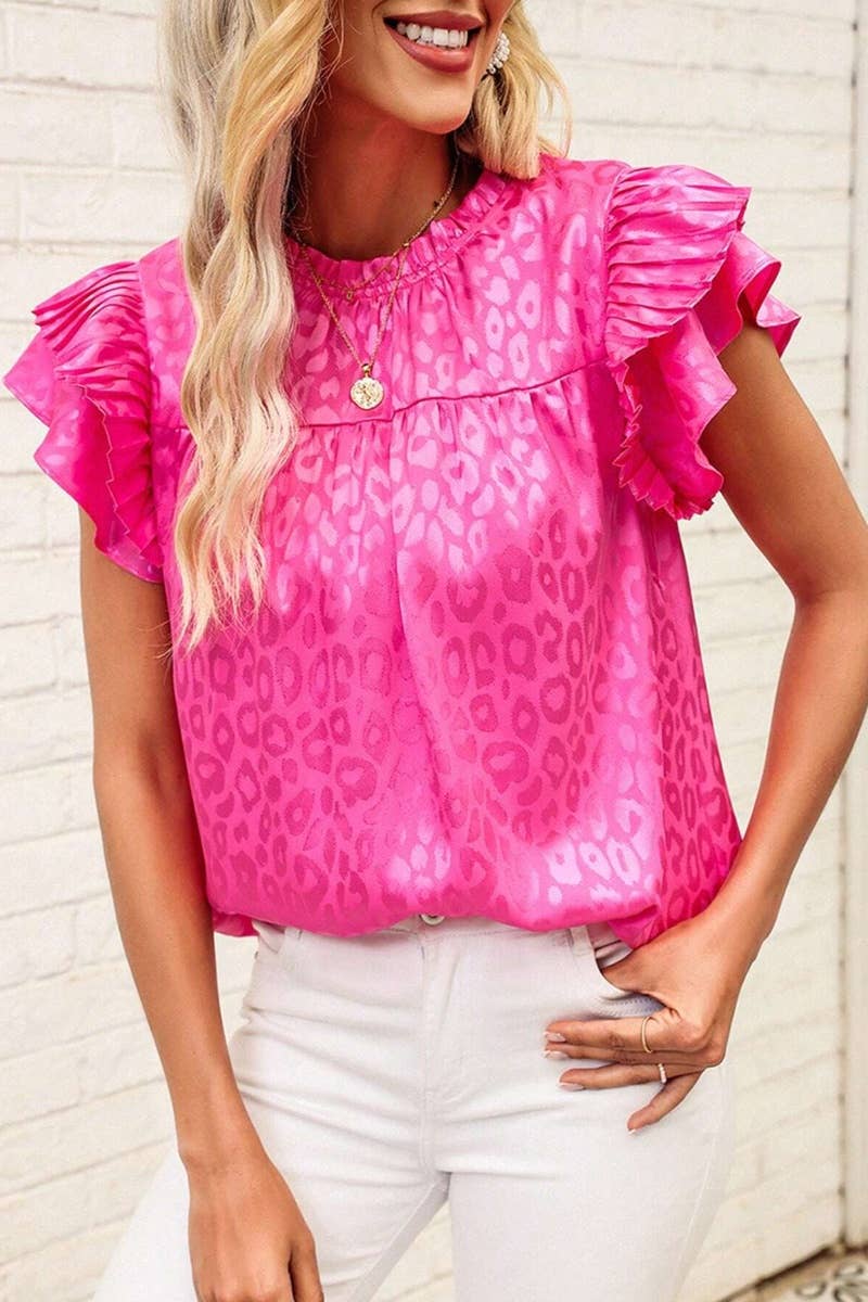 NINEXIS - Wholesale Blouse - Women's - CWTBLSL0444_PRINTED LOTUS SLEEVES WITH WAVY COLLAR TOP13