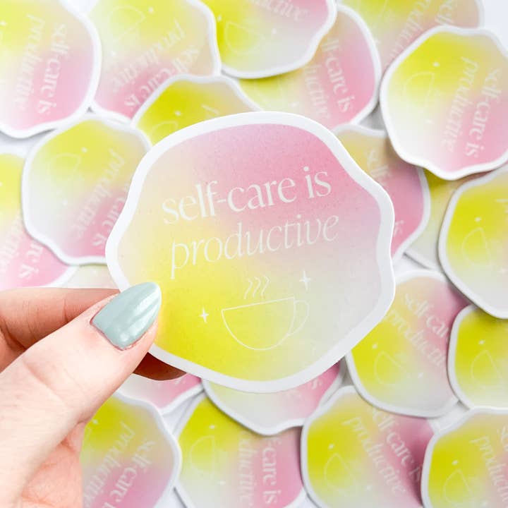 Self-Care Is Productive - Glossy Sticker for wholesale by Chat Papier