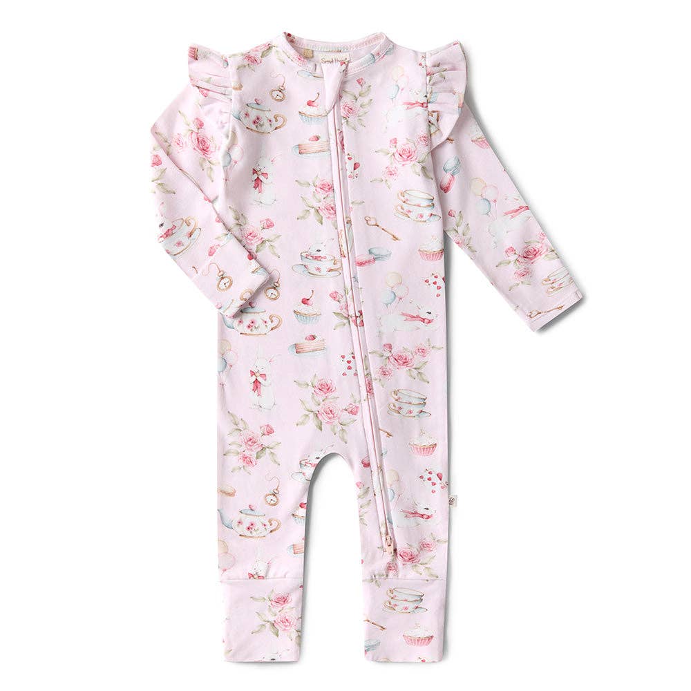 Snuggle Hunny - Vente Barboteuse – bébé - Combinaison convertible avec volants "Alice’s Tea Party" en coton bio1